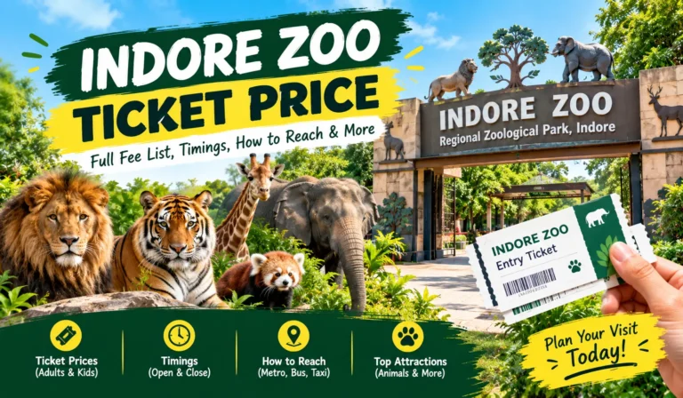 Indore Zoo ticket price 2026 with Kamla Nehru Prani Sangrahalaya entrance and wildlife enclosures