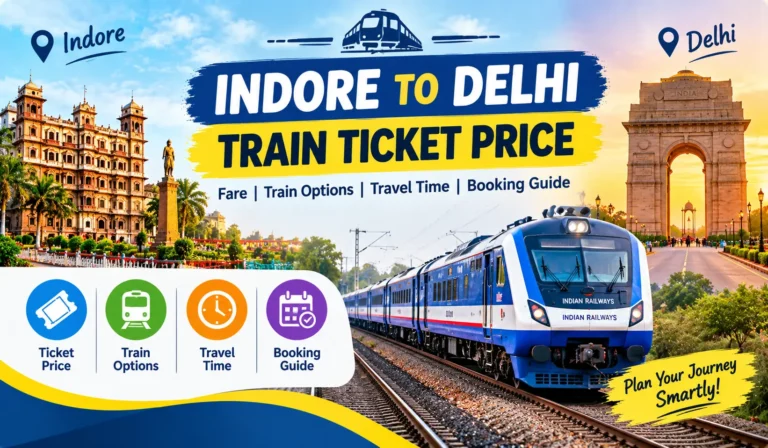Indore to Delhi train ticket price 2026 with train fare and timetable information