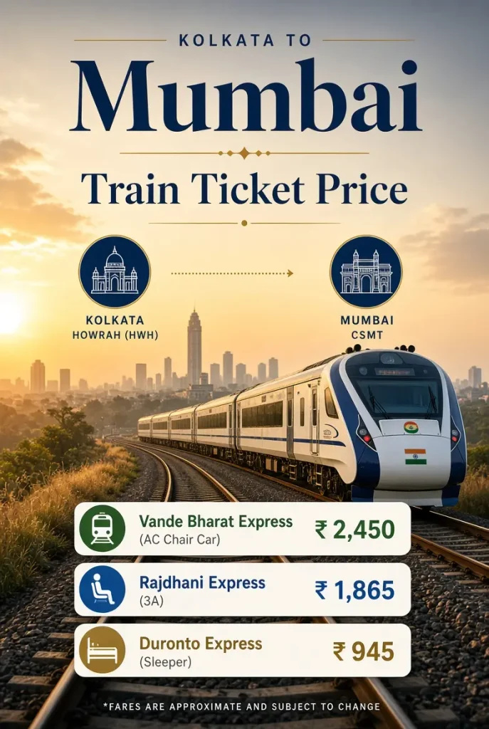 Kolkata to Mumbai Train Ticket Price