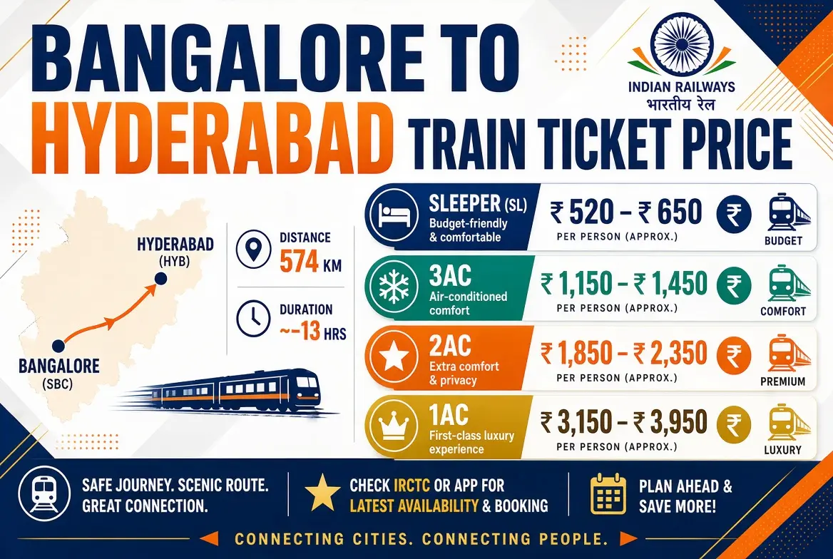 Bangalore to Hyderabad Train Ticket Price